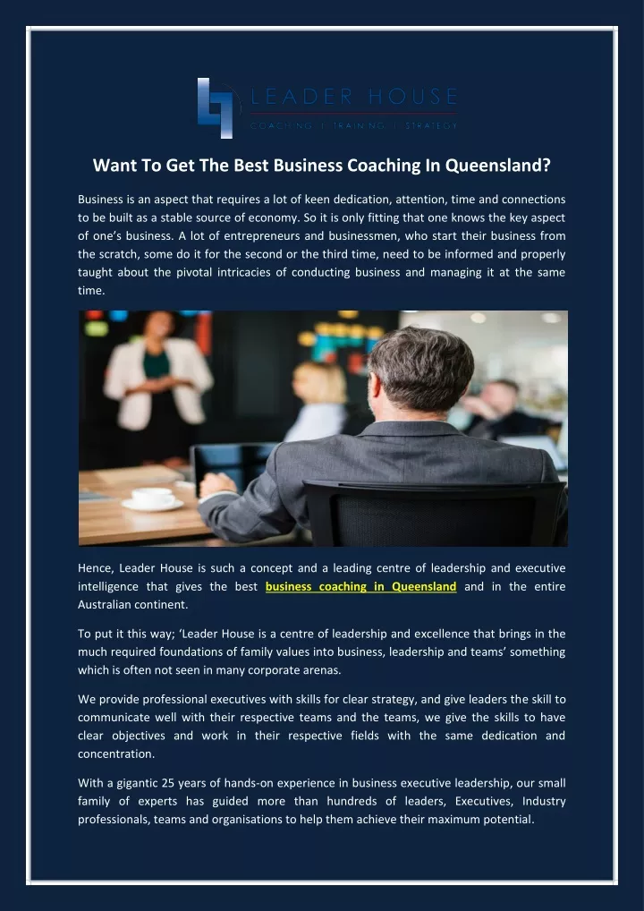 want to get the best business coaching