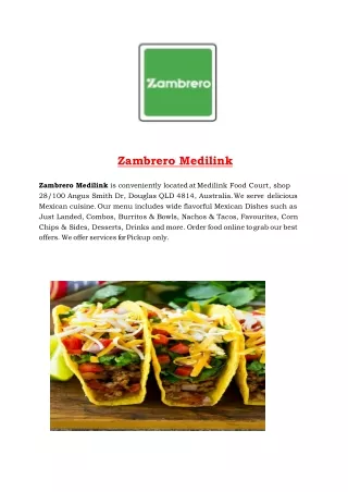5% Off - Zambrero Mexican Restaurant Menu in Medilink, QLD