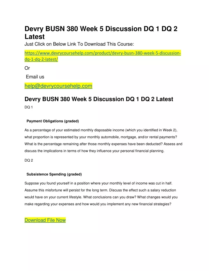 devry busn 380 week 5 discussion dq 1 dq 2 latest