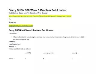 Devry BUSN 380 Week 5 Problem Set 5 Latest