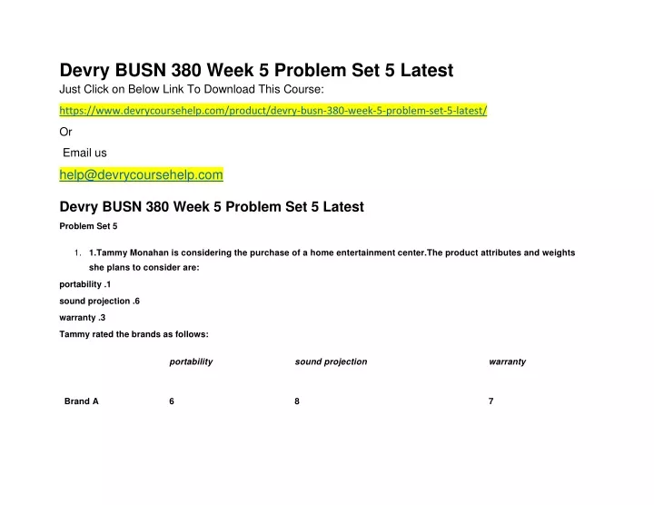 devry busn 380 week 5 problem set 5 latest just