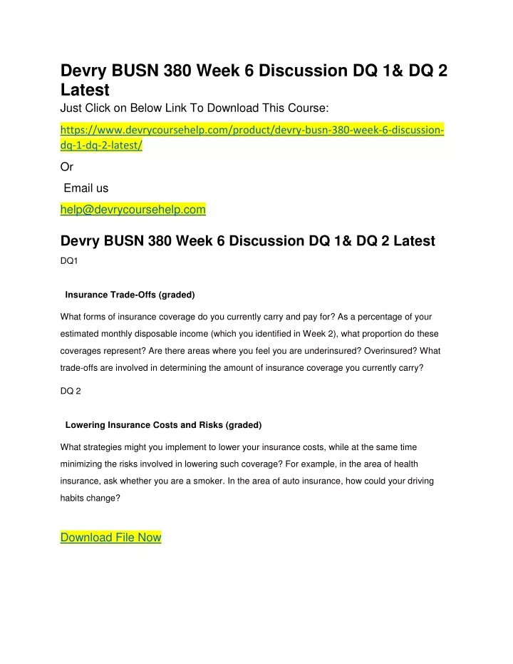 devry busn 380 week 6 discussion dq 1 dq 2 latest