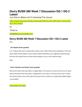 Devry BUSN 380 Week 7 Discussion DQ 1 DQ 2 Latest