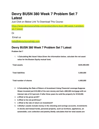 devry busn 380 week 7 problem set 7 latest just