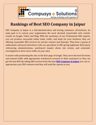 rankings of best seo company in jaipur