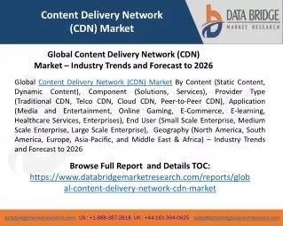 Global Content Delivery Network (CDN) Market – Industry Trends and Forecast to 2026