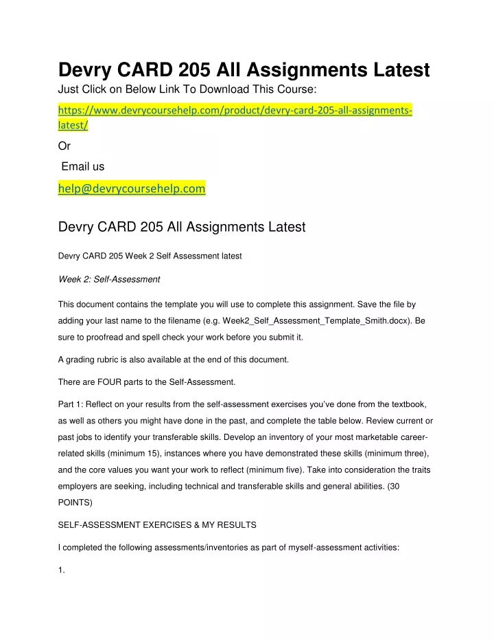 devry card 205 all assignments latest just click