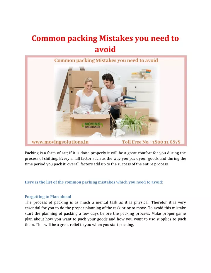 common packing mistakes you need to avoid