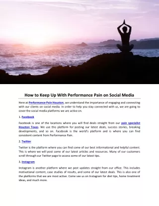 how to keep up with performance pain on social
