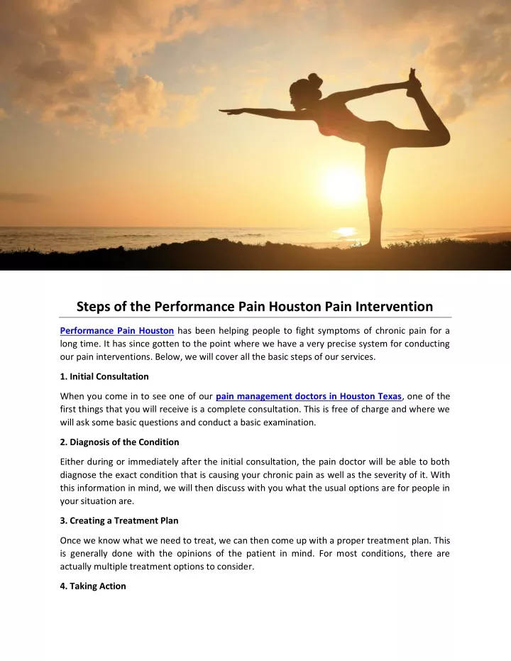 steps of the performance pain houston pain