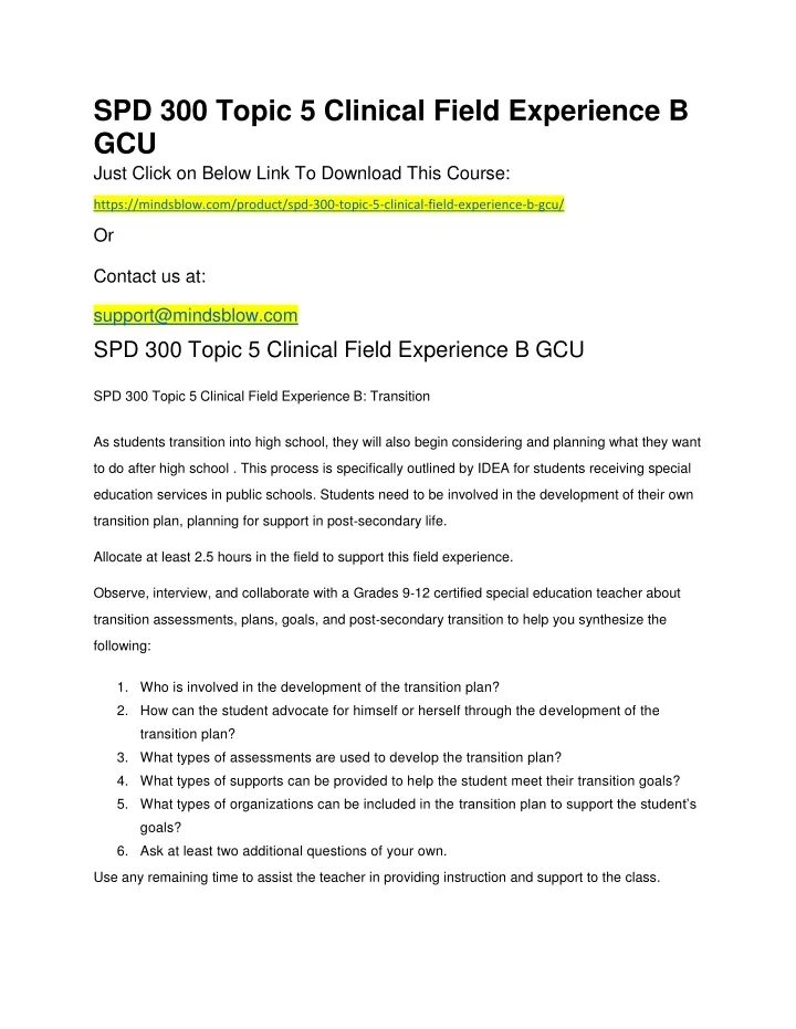 spd 300 topic 5 clinical field experience