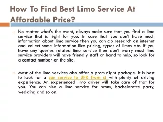 How To Find Best Limo Service At Affordable Price?