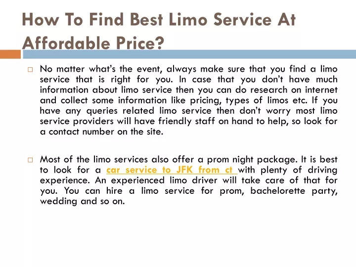 how to find best limo service at affordable price
