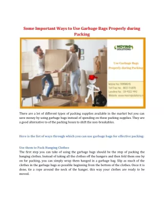 some important ways to use garbage bags properly