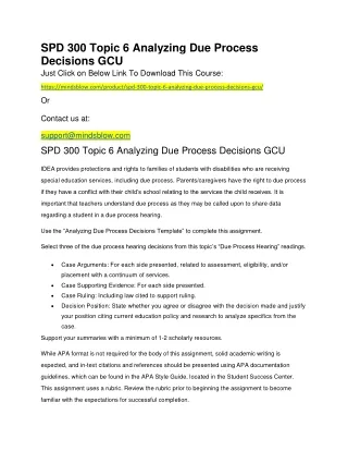 spd 300 topic 6 analyzing due process decisions