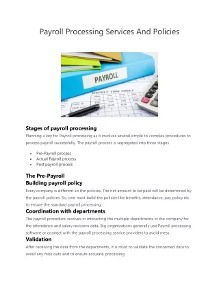 Procedure of Payroll Processing Services & Policies | NBS
