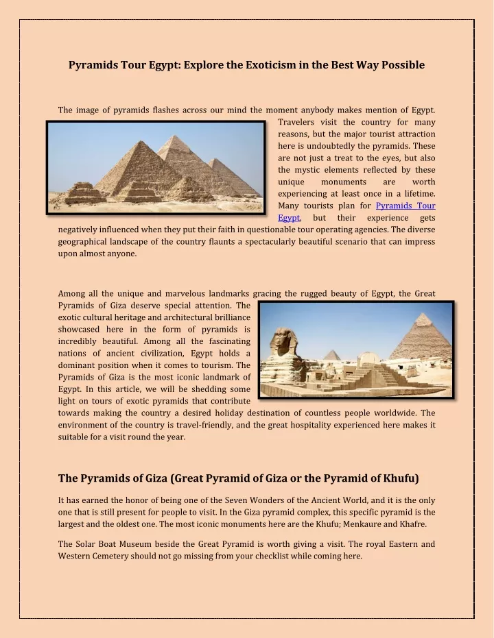 pyramids tour egypt explore the exoticism