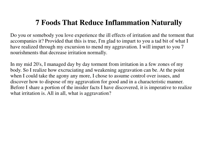 7 foods that reduce inflammation naturally