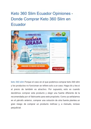 Keto 360 Slim Ecuador Opiniones - Donde Comprar Keto 360 Slim en Ecuador