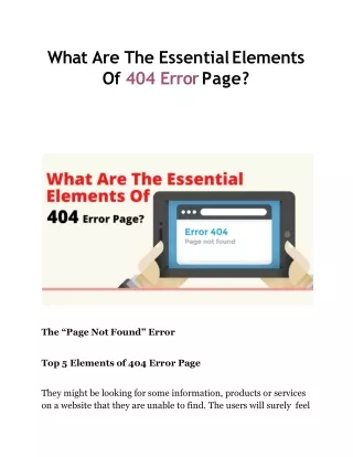 what are the essential elements of 404 error page