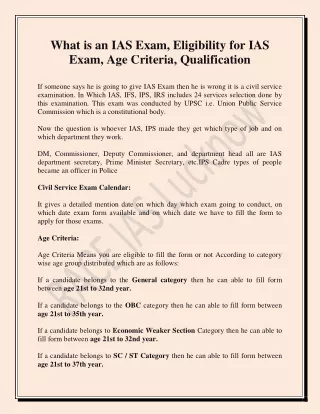 What is an IAS Exam, Eligibility, Age Criteria, Qualification