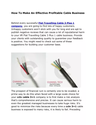 how to make an effective profitable cable business