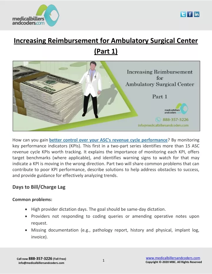 increasing reimbursement for ambulatory surgical