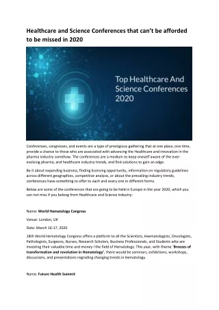 healthcare and science conferences that