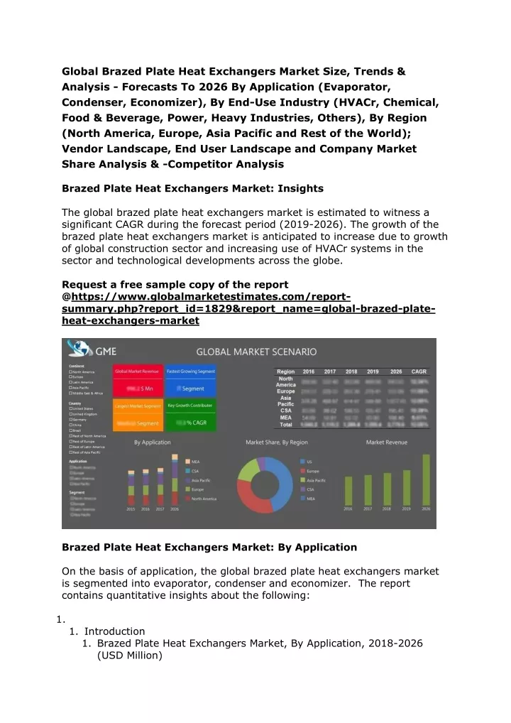 global brazed plate heat exchangers market size