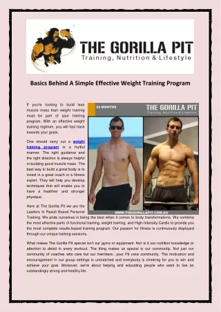 basics behind a simple effective weight training