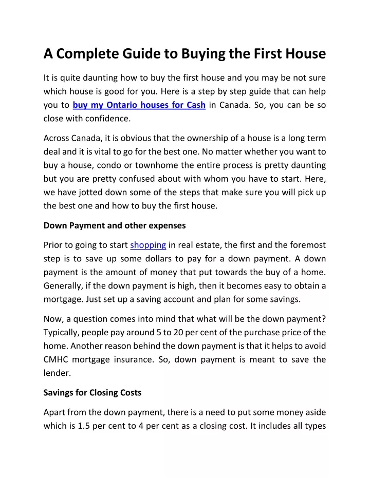 a complete guide to buying the first house