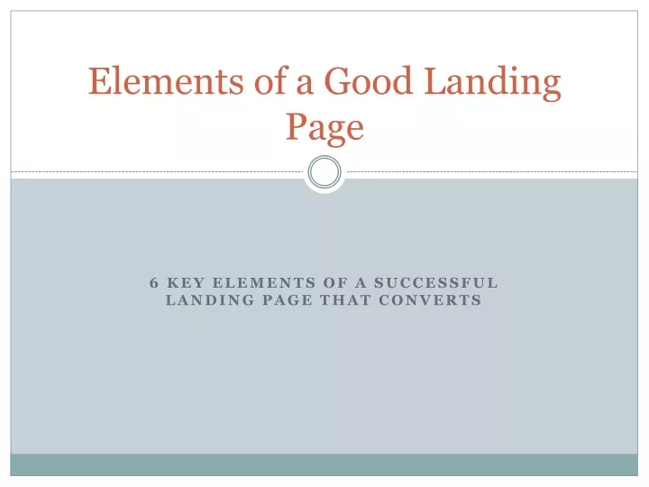 elements of a good landing page