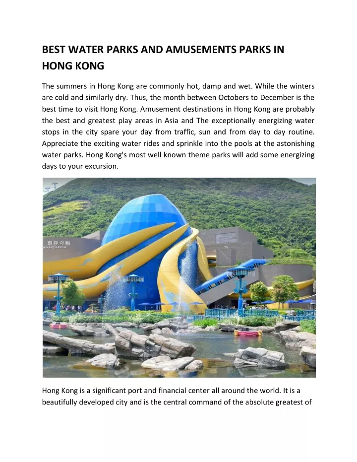best water parks and amusements parks in hong kong