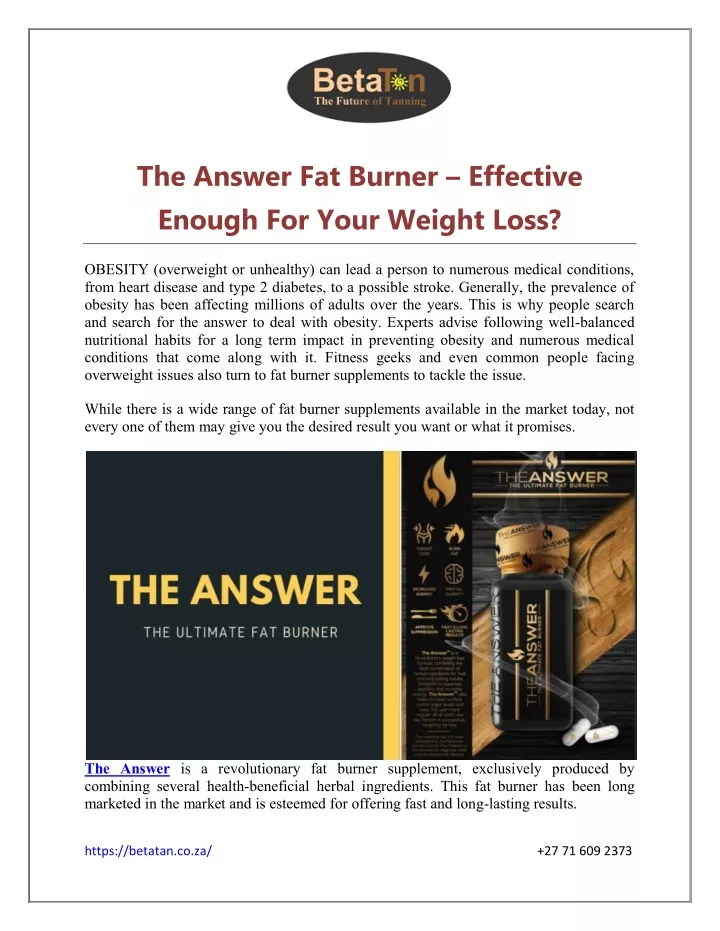 the answer fat burner effective enough for your