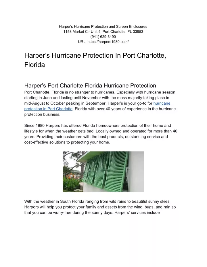 harper s hurricane protection and screen