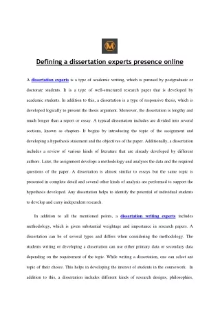defining a dissertation experts presence online
