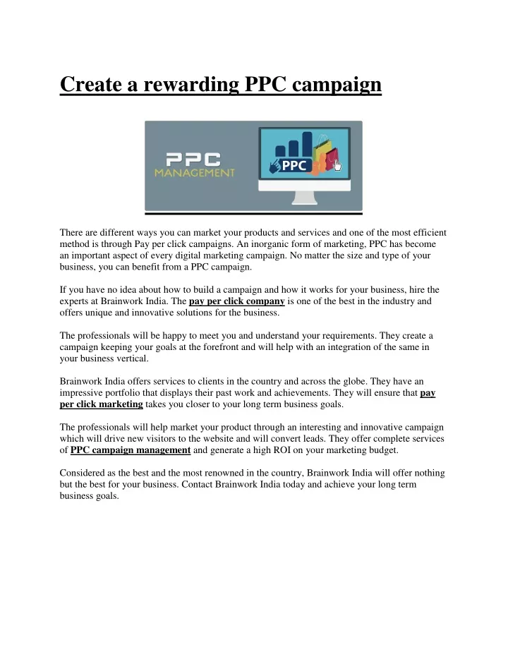create a rewarding ppc campaign