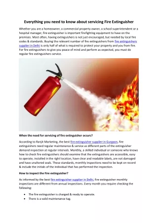 Everything you need to know about servicing Fire Extinguisher.