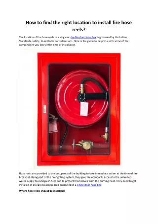 How to find the right location to install fire hose reels?