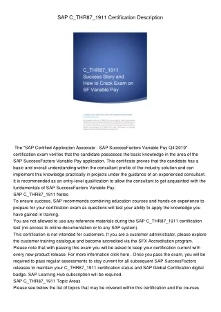 sap c thr87 1911 certification description