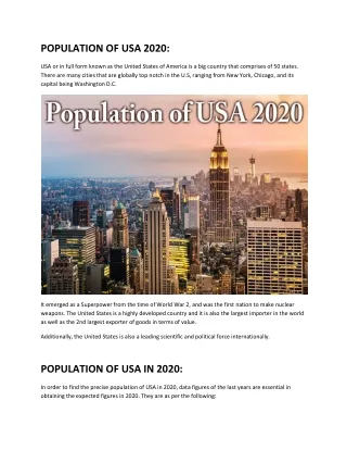 USA Demography, Important Facts and Population Density in 2020