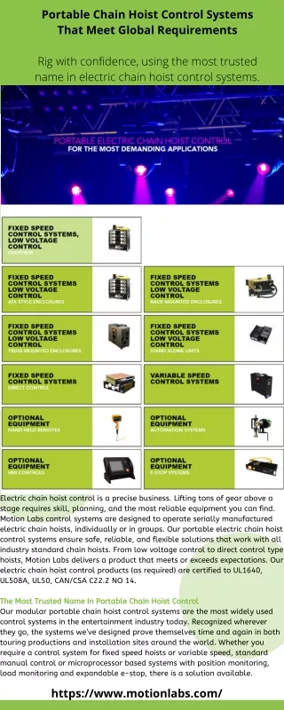 portable chain hoist control systems that meet