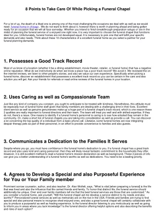 8 points to take care of while picking a funeral