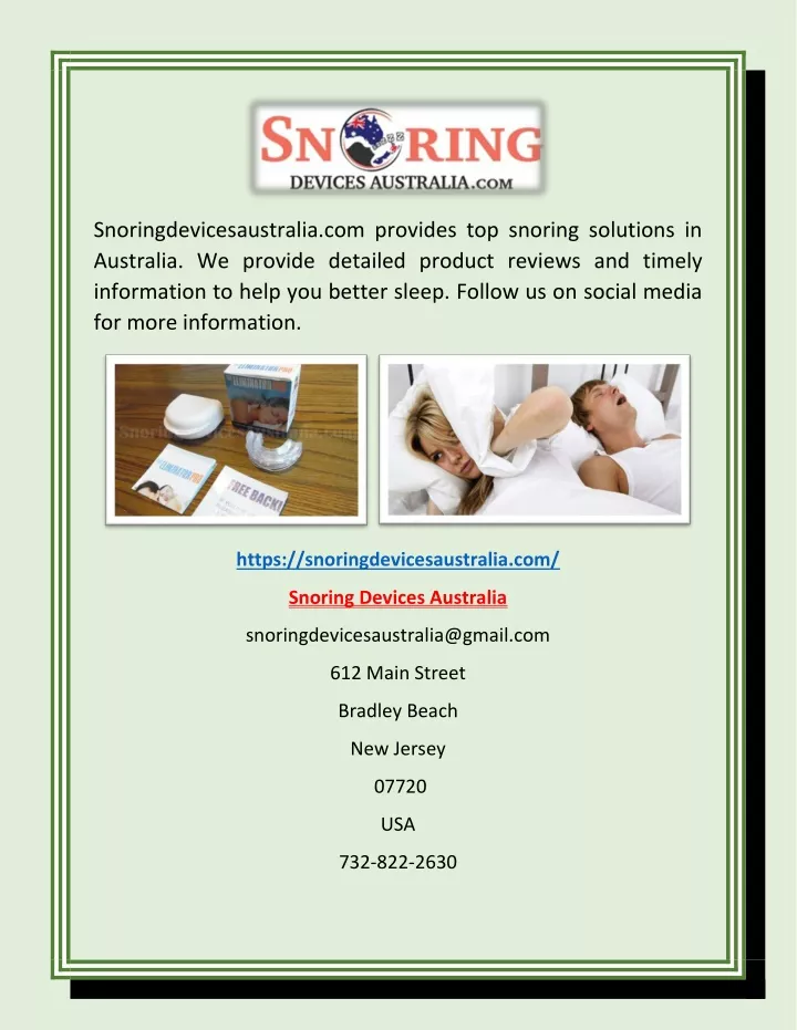 snoringdevicesaustralia com provides top snoring