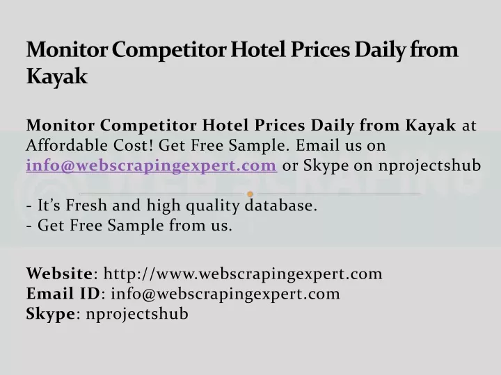 monitor competitor hotel prices daily from kayak