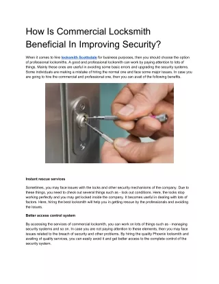 How Is Commercial Locksmith Beneficial In Improving Security?