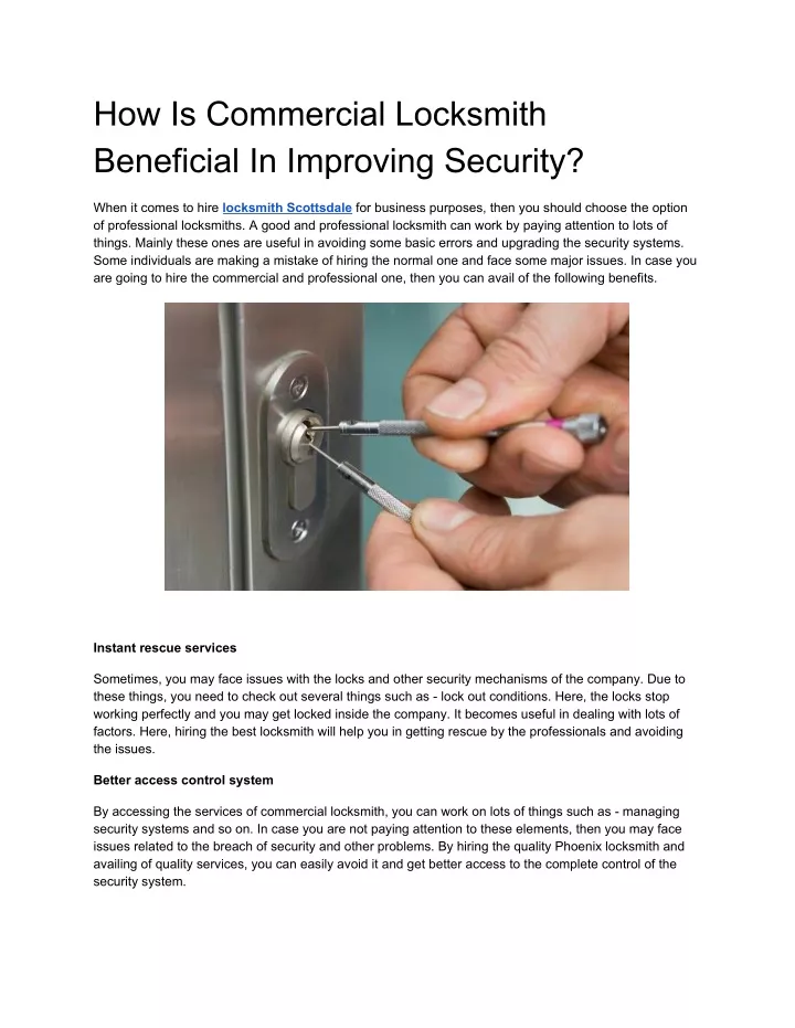 how is commercial locksmith beneficial
