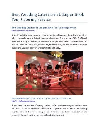 Best Wedding Caterers in Udaipur Book Your Catering Service