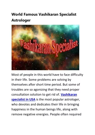 Best astrologer in USA | Vashikaran Specialist in USA