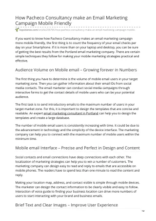 How Pacheco Consultancy make an Email Marketing Campaign Mobile Friendly